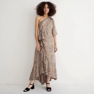 NWT J. Crew Collection Leopard Print One-Shoulder Ruffle Hem Dress size 16
